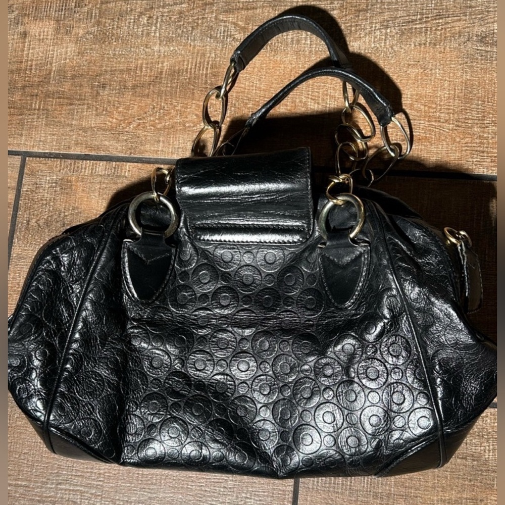 Marc Jacobs Rare Vintage Black Leather Satchel with Gold Chain Handles - Picture 3 of 16
